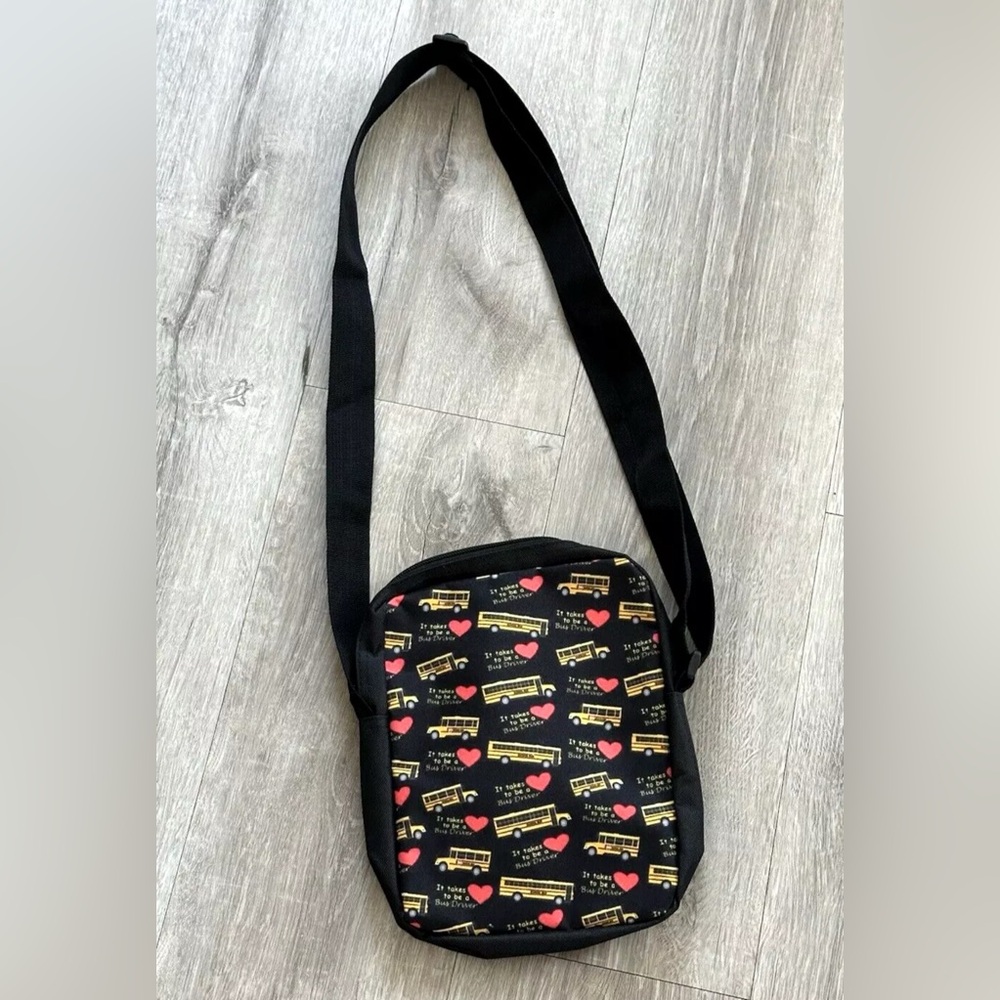Boutique It Takes Heart to be a Bus Driver Small Crossbody Purse Bag 9"x7"